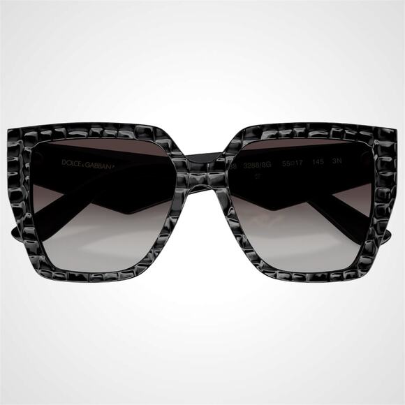 Dolce & Gabbana Sunglasses Black Embossed Cocco Square Acetate Gold DG - Picture 4 of 6